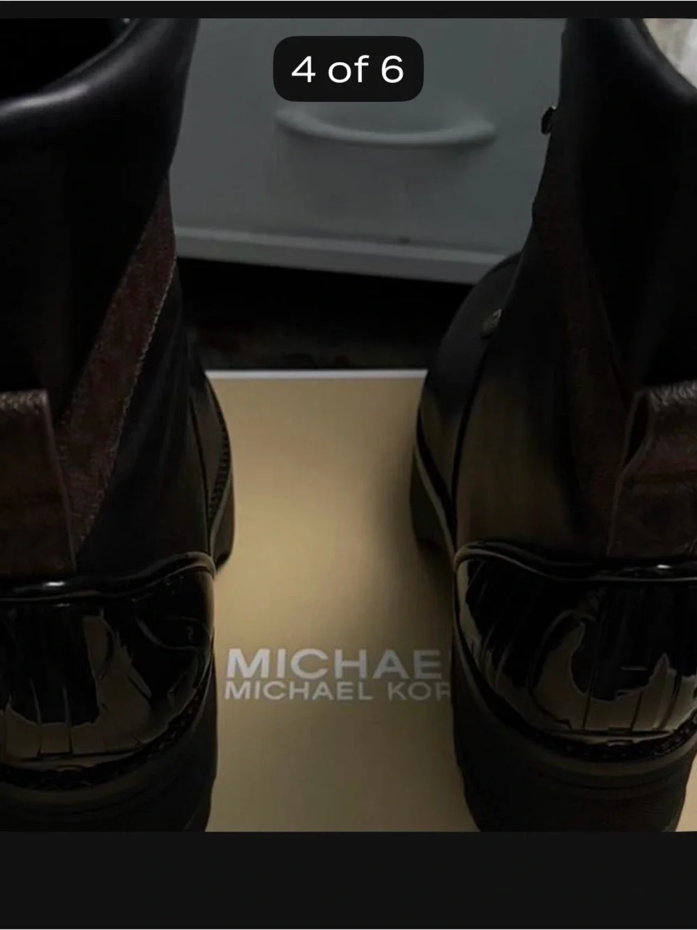Michael Kors Black & Brown Lace-Up Combat Boots